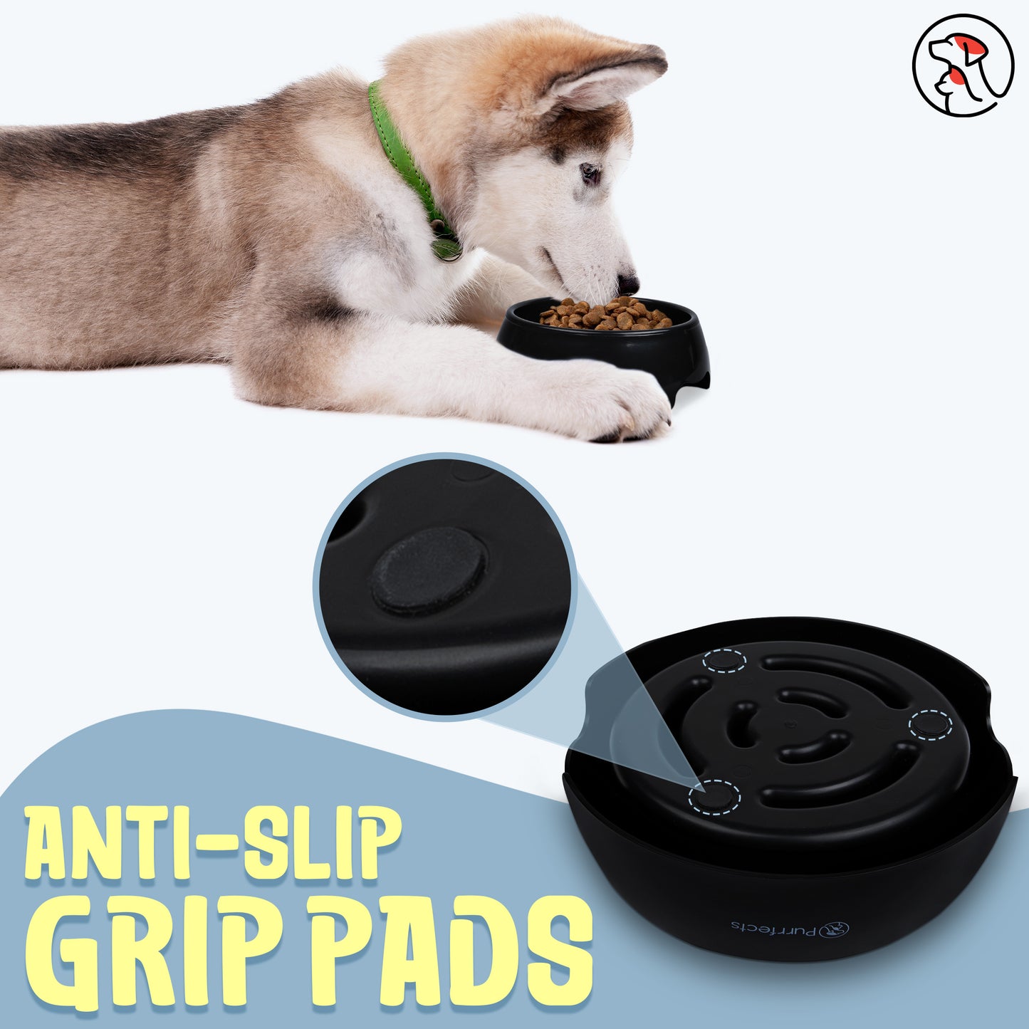 Medium black slow feeder bowl