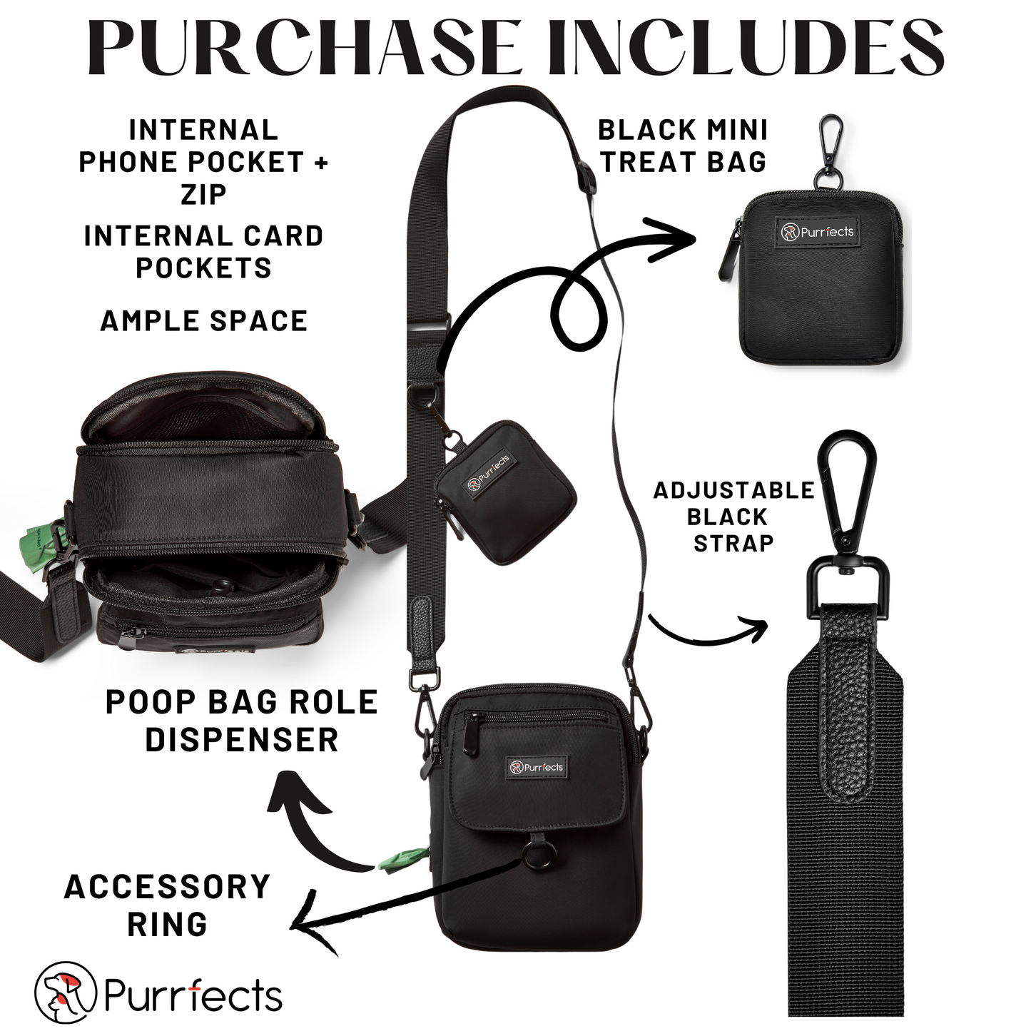 Purrfects Dog Walking Bag - Grab & Go Range (Black)