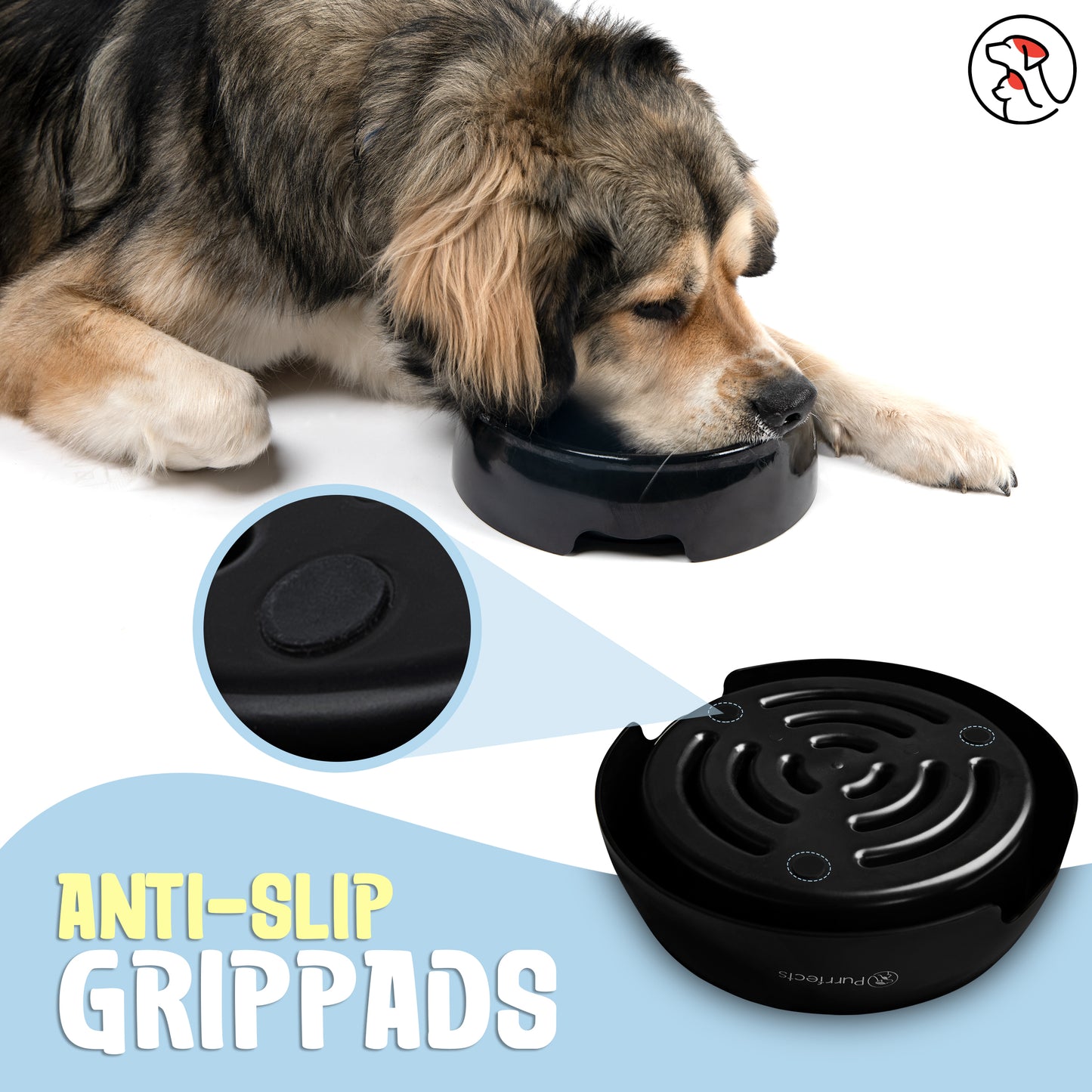 Large Black Slow Feeder Dog Bowl