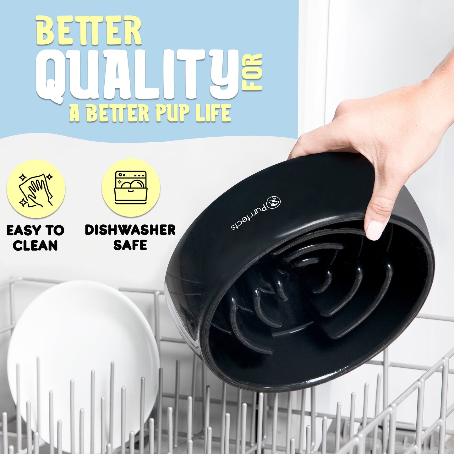 Large Black Slow Feeder Dog Bowl