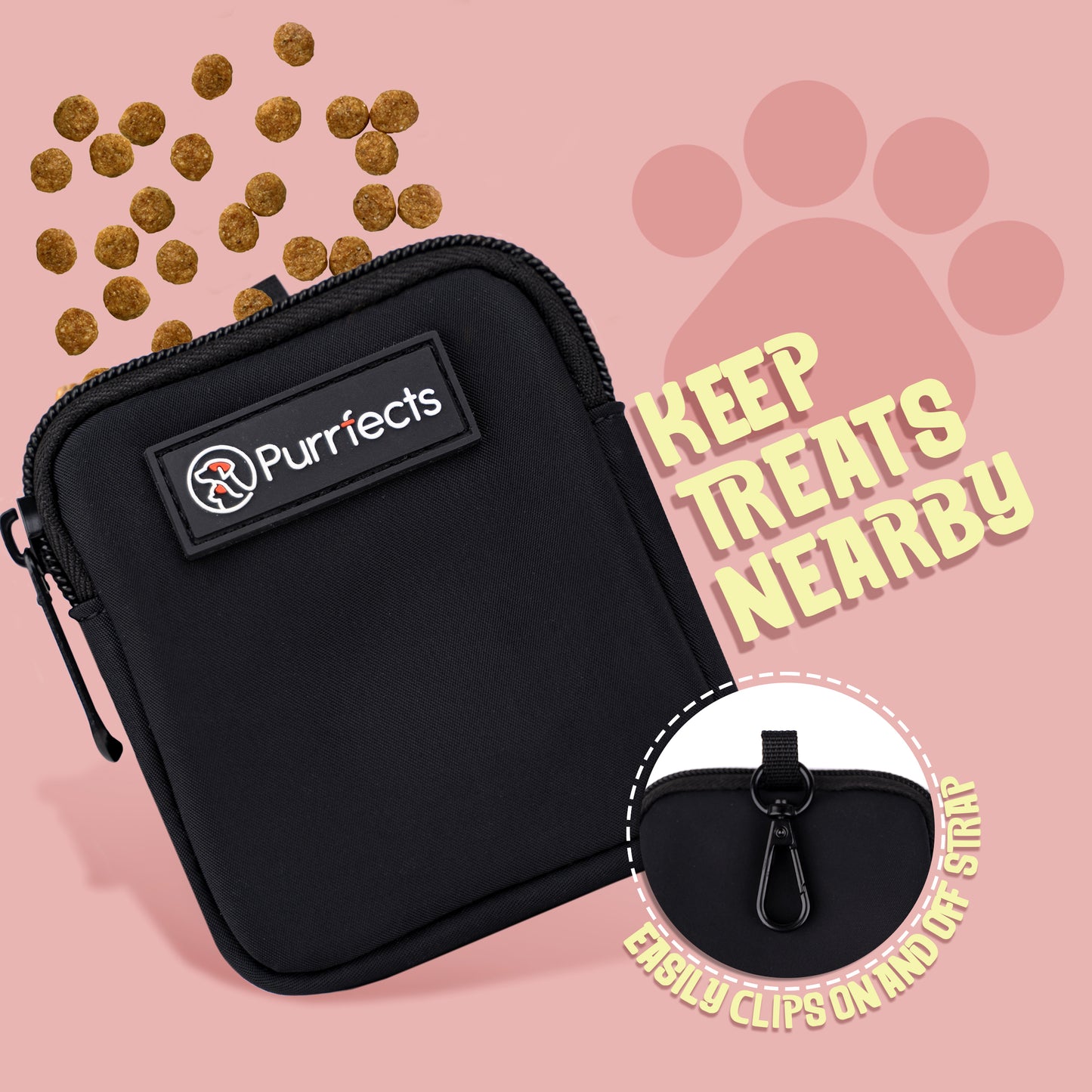 Dog Walking Bag Crossbody with Dog Treat Pouch and Poop Bag Dispenser (Black)