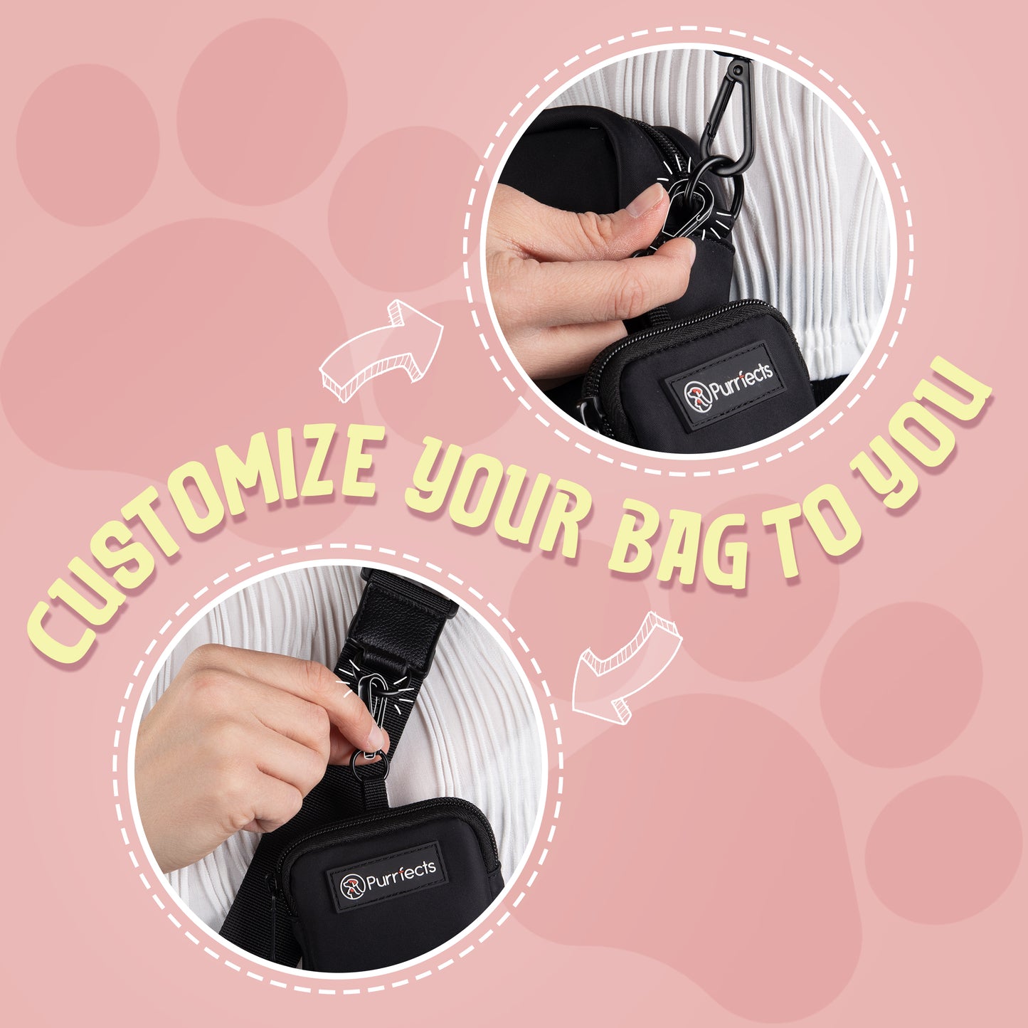 Dog Walking Bag Crossbody with Dog Treat Pouch and Poop Bag Dispenser (Black)