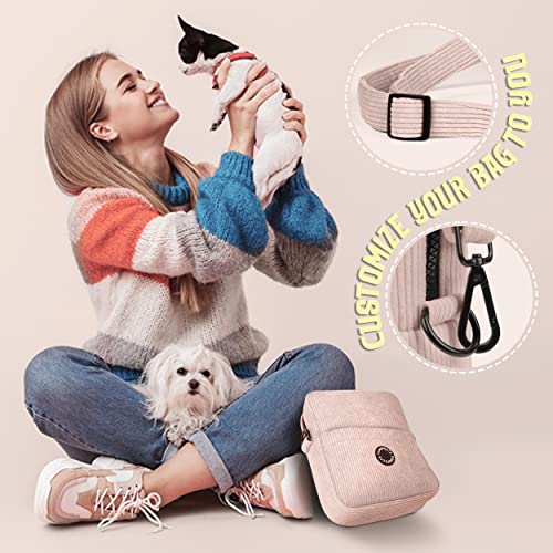 Purrfects UK Dog Walking Bag Crossbody with Poop Bag Dispenser - (Ivory Cream, Corduroy)
