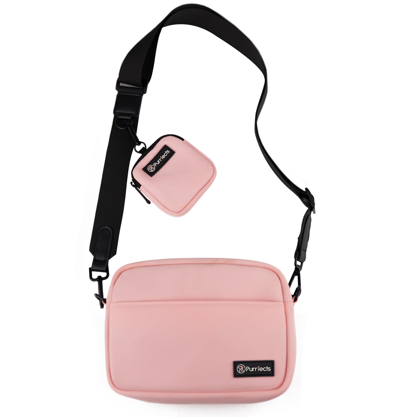 Dog Walking Bag Crossbody with Dog Treat Pouch and Poop Bag Dispenser (Candyfloss Pink)
