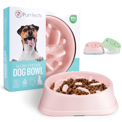 Purrfects Slow Feeder Dog Bowl (Blush Pink)