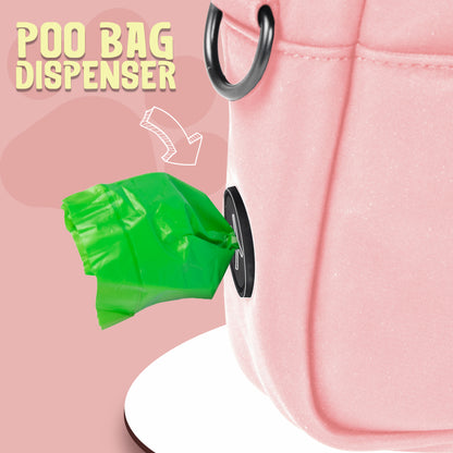 Dog Walking Bag Crossbody with Dog Treat Pouch and Poop Bag Dispenser (Candyfloss Pink)