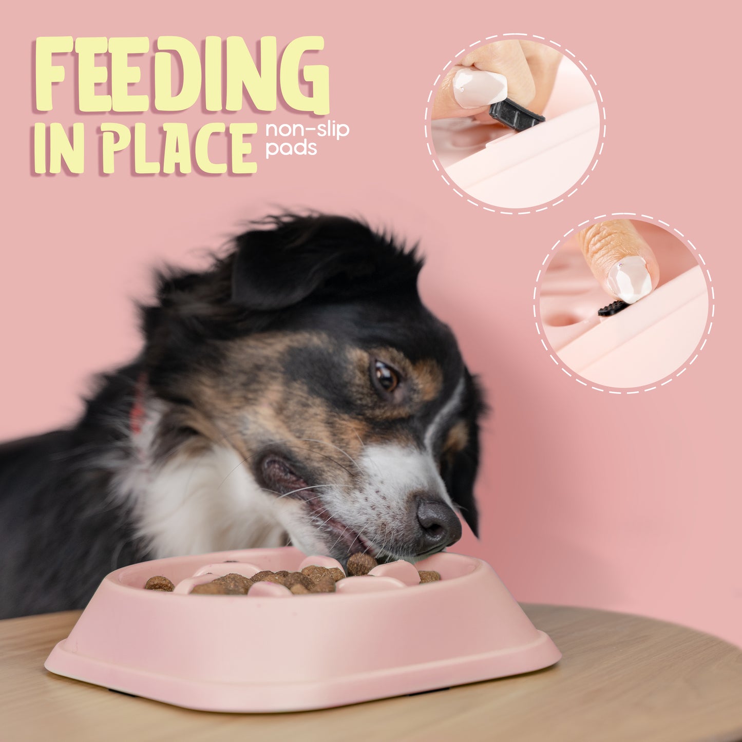 Purrfects Slow Feeder Dog Bowl (Blush Pink)