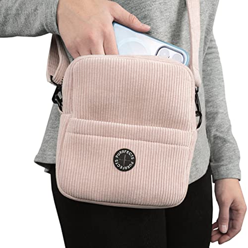 Purrfects UK Dog Walking Bag Crossbody with Poop Bag Dispenser - (Ivory Cream, Corduroy)