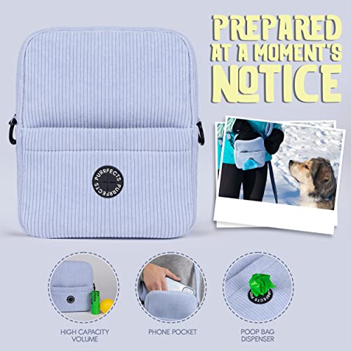 Purrfects UK Dog Walking Bag Crossbody with Poop Bag Dispenser (Sky Blue Corduroy)