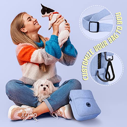 Purrfects UK Dog Walking Bag Crossbody with Poop Bag Dispenser (Sky Blue Corduroy)